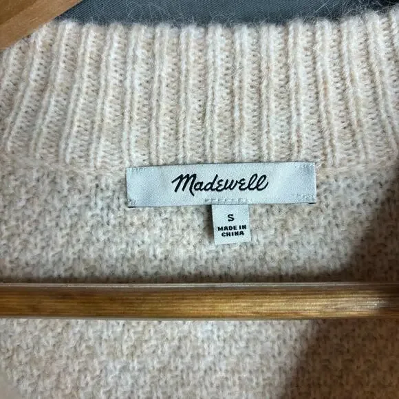 Madewell Havener Cable Knit Pullover Sweater Heather Powder Size S - Picture 7 of 9